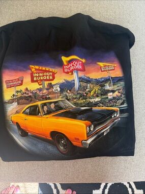In-N-Out Burger Vintage Graphic Tee — Orange & Black Muscle Car